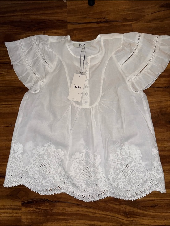 Joie Tops - Joie White Round-Neck Button-Front Cotton Top